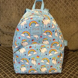 Loungefly Lisa Frank- Unicorn and Rainbow Backpack - Blue